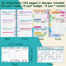 Load image into Gallery viewer, A6 Loose Leaf Notebook Refill Spiral 6 Ring Binder Inner Page Budget Page Weekly Monthly Inside Paper Stationery
