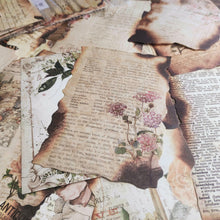 Load image into Gallery viewer, 30pcs Vintage Flowers Burnt Letter Material Paper Retro Light Paper Deco Scrapbooking Collage Background DIY Junk Journaling Diary Craft