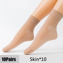Load image into Gallery viewer, 10Pairs Spring Summer Women Soft Socks Velvet Silk Socks Non-Slip Bottom Splice Transparent Ladies Ultrathin Breathable Sock