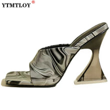 Load image into Gallery viewer, Colorful Retro Transparent Strange 8cm 3inch High Heels Woman Slippers Sandals Square Toe Mules Lady Pumps Slides Size 36-43