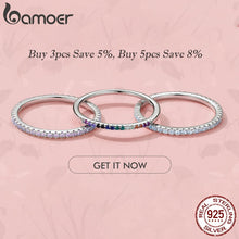 Load image into Gallery viewer, BAMOER 925 Sterling Silver CZ Simulated Diamond Stackable Rings Black White Gold Pink Rainbow Rose Gold Bands for Women