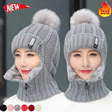 Load image into Gallery viewer, Women Wool Knitted Hat Ski Hat Windproof Winter Outdoor Scarf Collar Keep Face Warm Beanies Hat