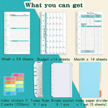 Load image into Gallery viewer, A6 Binder Notebook Refill Pages Inner Page Packs Budget Page Weekly Monthly Ruler Divider Stickers Paper Stationery
