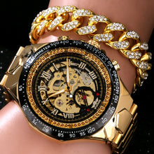Load image into Gallery viewer, Automatic Mechanical Watch Men Luxury Brand Gift for Male with Gold Rhinestones Bracelet Fashion Mechanical Watch Men Reloj