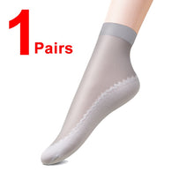 Load image into Gallery viewer, 10Pairs Spring Summer Women Soft Socks Velvet Silk Socks Non-Slip Bottom Splice Transparent Ladies Ultrathin Breathable Sock