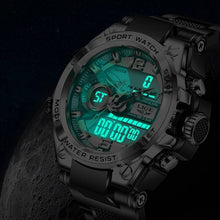 Load image into Gallery viewer, LIGE Men Digital Military Watch 50m Waterproof LED Quartz Clock Stainless Steel/Plastic Band Big Watches Gold Black Silver
