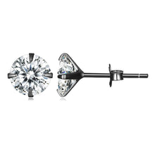 Load image into Gallery viewer, Bamoer Cubic Zirconia Stud Earrings 925 Sterling Silver Platinum Plated Hypoallergenic Earrings Gold Black Silver Rose Gold 4mm 5mm 6mm 7mm