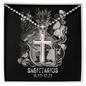 Zodiac Sign Cards Artisan Crafted Stainless Cross Ball Chain Necklace with Luxury Mahogany Box w/LED