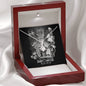 Zodiac Sign Cards Alluring Ribbon Drop Pendant Cable Chain Necklace with Luxury Mahogany Box w/LED