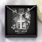 Zodiac Sign Cards Artisan Crafted Stainless Steel Cross Pendant Snake Chain Necklace with Luxury Mahogany Box w/LED
