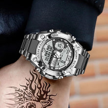 Load image into Gallery viewer, LIGE Men Digital Military Watch 50m Waterproof LED Quartz Clock Stainless Steel/Plastic Band Big Watches Gold Black Silver