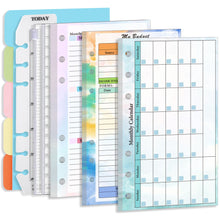 Load image into Gallery viewer, A6 Loose Leaf Notebook Refill Spiral 6 Ring Binder Inner Page Budget Page Weekly Monthly Inside Paper Stationery