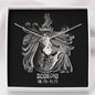 Zodiac Sign Cards Alluring Ribbon Drop Pendant Cable Chain Necklace with Luxury Mahogany Box w/LED