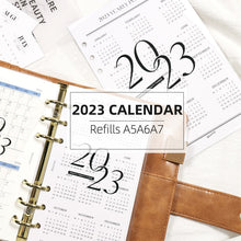 Load image into Gallery viewer, A5 A6 A7 2 Sheets 2023 Calendar Front Page Refill Papers for 6 Hole Binder Organizer Notebook