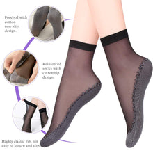 Load image into Gallery viewer, 10Pairs Spring Summer Women Soft Socks Velvet Silk Socks Non-Slip Bottom Splice Transparent Ladies Ultrathin Breathable Sock