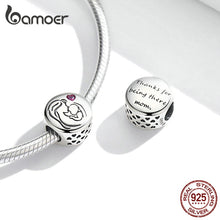 Load image into Gallery viewer, Bamoer 925 Sterling Silver Family Maternal Love Baby Feet Mom Heart Charms Pendants for Bracelet Bangle DIY Jewelry