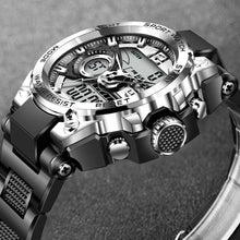 Load image into Gallery viewer, LIGE Men Digital Military Watch 50m Waterproof LED Quartz Clock Stainless Steel/Plastic Band Big Watches Gold Black Silver