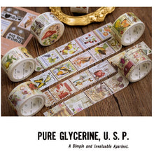 Load image into Gallery viewer, Vintage Stamp Collection and Washi Tape Scrapbooking Stickers Junk Journaling Scrap Booking Stickers Diary Decorative Tapes Washi tape Set