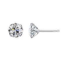 Load image into Gallery viewer, Bamoer Cubic Zirconia Stud Earrings 925 Sterling Silver Platinum Plated Hypoallergenic Earrings Gold Black Silver Rose Gold 4mm 5mm 6mm 7mm