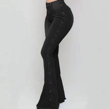 Load image into Gallery viewer, Mid Rise Stretch Flare Jeans Women Denim Pants Wide Leg Casual Style Bell Bottom 6 Color Choices in Blues Gray Blacks S-5XL