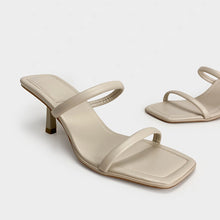 Load image into Gallery viewer, The Perfect Summer Medium High Heel Leather Sandals Square Toe Heeled Slippers Leather/ Leather Suede Uppers for Superior Comfort