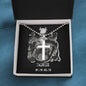 Zodiac Sign Cards Artisan Crafted Stainless Cross Ball Chain Necklace with Luxury Mahogany Box w/LED