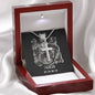 Zodiac Sign Cards Artisan Crafted Stainless Steel Cross Pendant Snake Chain Necklace with Luxury Mahogany Box w/LED