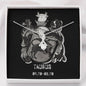Zodiac Sign Cards Alluring Ribbon Drop Pendant Cable Chain Necklace with Luxury Mahogany Box w/LED
