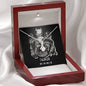 Zodiac Sign Cards Alluring Ribbon Drop Pendant Cable Chain Necklace with Luxury Mahogany Box w/LED
