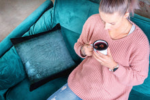 Load image into Gallery viewer, Unique Faux Suede Throw Pillow Turquoise True North, Pillow Included, Beautiful Decorative Faux Suede Cushions, Unique Luxury Cushions