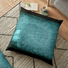 Load image into Gallery viewer, Unique Faux Suede Throw Pillow Turquoise True North, Pillow Included, Beautiful Decorative Faux Suede Cushions, Unique Luxury Cushions