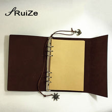 Load image into Gallery viewer, Vintage Travel Journal A5 Faux Leather Notebook Refillable Kraft Paper DIY Junk Journaling Sketchbook Diary Book 6 Ring Binder