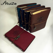 Load image into Gallery viewer, Vintage Travel Journal A5 Faux Leather Notebook Refillable Kraft Paper DIY Junk Journaling Sketchbook Diary Book 6 Ring Binder