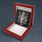 Zodiac Sign Cards Artisan Crafted Stainless Cross Ball Chain Necklace with Luxury Mahogany Box w/LED