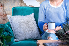 Load image into Gallery viewer, Unique Faux Suede Throw Pillow Beautiful White Ice, Pillow Included, Beautiful Decorative Faux Suede Cushions, Unique Luxury Cushions