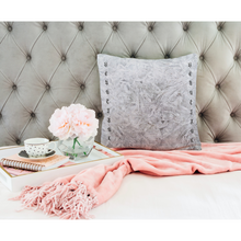 Load image into Gallery viewer, Unique Faux Suede Throw Pillow Beautiful White Ice, Pillow Included, Beautiful Decorative Faux Suede Cushions, Unique Luxury Cushions