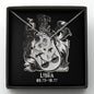 Libra Zodiac 09.23 - 10.22 Infinite Double Hearts Cable Chain Necklace with Luxury Mahogany Box w/LED