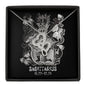 Sagittarius Zodiac 11.22 - 12.21 Double Hearts Infinite Love Cable Chain Necklace with Luxury Mahogany Box w/LED