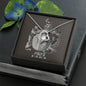 Pisces Zodiac 02.19 - 03.20 Forever Love Heart Pendant Cable Chain Necklace with Luxury Mahogany Box w/LED