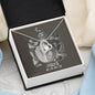 Pisces Zodiac 02.19 - 03.20 Forever Love Heart Pendant Cable Chain Necklace with Luxury Mahogany Box w/LED