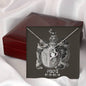 Pisces Zodiac 02.19 - 03.20 Forever Love Heart Pendant Cable Chain Necklace with Luxury Mahogany Box w/LED