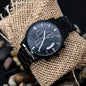 Black Chronograph Watch 'Fuck Average Be Legendary' Engraved with Luxury Mahogany Box w/LED