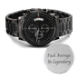 Black Chronograph Watch 'Fuck Average Be Legendary' Engraved with Luxury Mahogany Box w/LED