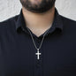 Zodiac Sign Cards Artisan Crafted Stainless Cross Ball Chain Necklace with Luxury Mahogany Box w/LED