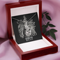 Scorpio Zodiac 10.23 - 11.22 Graceful Love Giraffe Pendant Cable Chain Necklace with Luxury Mahogany Box w/LED