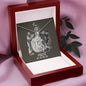 Pisces Zodiac 02.19 - 03.20 Graceful Love Giraffe Pendant Cable Chain Necklace with Luxury Mahogany Box w/Led