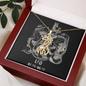 Leo Zodiac 07.23 - 08.22 Graceful Love Giraffe Pendant Cable Chain Necklace with Luxury Mahogany Box w/LED