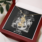 Libra Zodiac 09.23 - 10.22 Graceful Love Giraffe Pendant Cable Chain Necklace with Luxury Mahogany Box w/LED