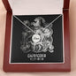 Capricorn Zodiac 12.22 - 01.19 Mom Angel Wing Cable Chain Necklace with Luxury Mahogany Box w/LED