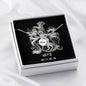 Aries Zodiac 03.21 - 04.19 Mom Angel Wing Charms Pendant Cable Chain Necklace with Luxury Mahogany Box w/LED